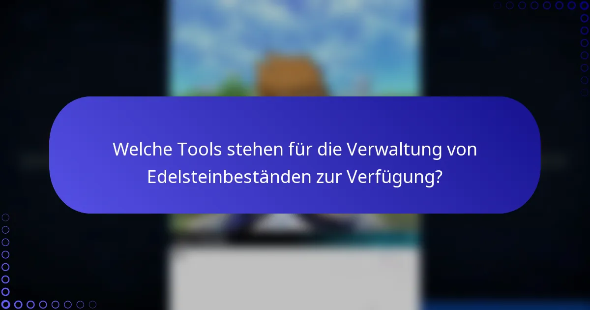 Welche Tools stehen für die Verwaltung von Edelsteinbeständen zur Verfügung?